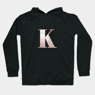 Monogram rose gold glitter marble K Hoodie